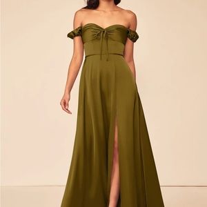 Olive Satin Dress NWT - AZAZIE ASHA STRETCH SATIN DRESS - MARTINI